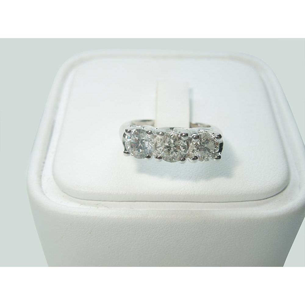 2.25 Ct. Round Real Diamond Three Stone Lucida Style Ring White Gold New - Three Stone Ring-harrychadent.ca