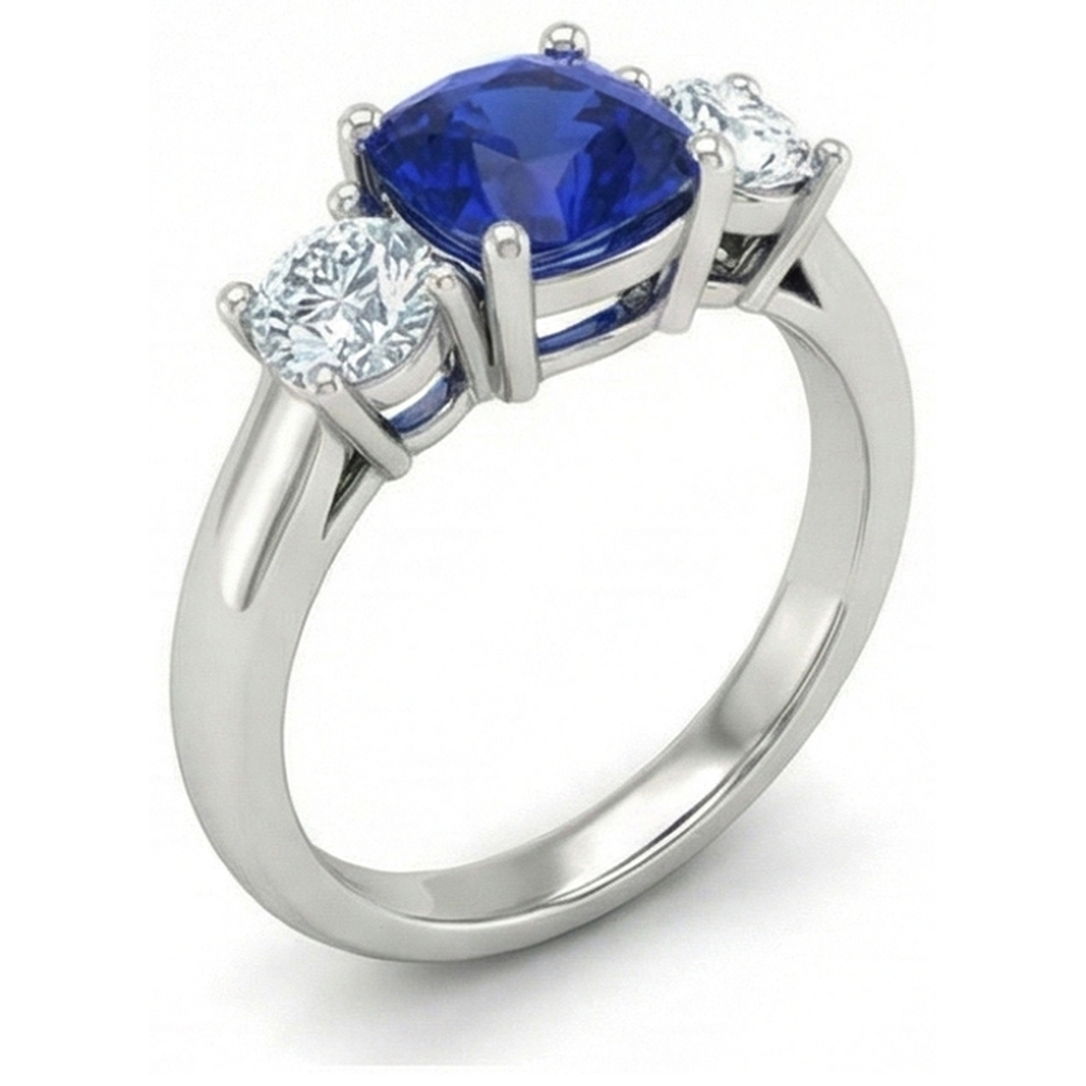 2.25 Ct Ceylon Sapphire Natural Earth Mined Diamond ( Not Lab Grown )s Ring White Gold 14K New