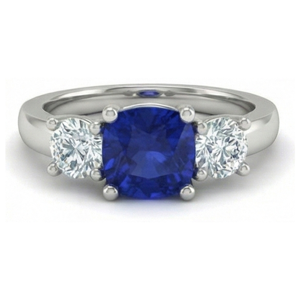 2.25 Ct Ceylon Sapphire Natural Earth Mined Diamond ( Not Lab Grown )s Ring White Gold 14K New