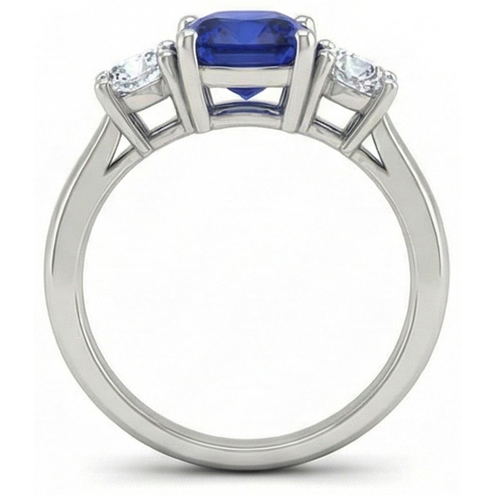 2.25 Ct Ceylon Sapphire Natural Earth Mined Diamond ( Not Lab Grown )s Ring White Gold 14K New