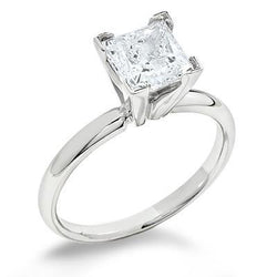 2.25 Ct Princess Cut Solitaire Real Natural Earth Mined Diamond Wedding Ring New