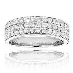 2.25 Ct Small Round Cut Real Sparkling Diamond Wedding Band 14K White Gold