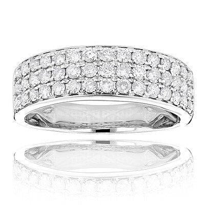 2.25 Ct Small Round Cut Real Sparkling Diamond Wedding Band 14K White Gold