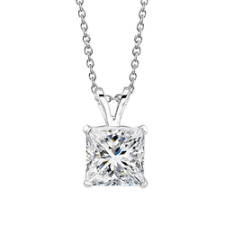 2.25 Ct Solitaire Princess Cut Genuine Diamonds Pendant Necklace White Gold