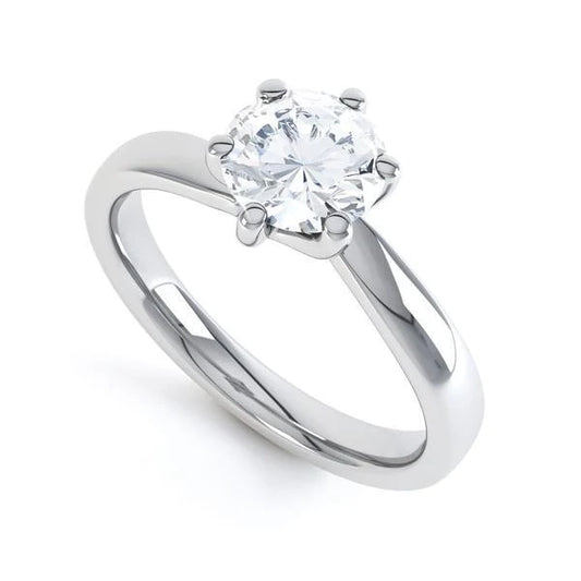 2.25 Ct Solitaire Round Real Diamond Wedding Ring White Gold 14K