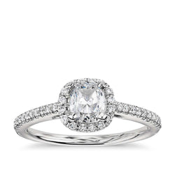 2.30 Carats Cushion And Round Real Diamond Halo Ring 14K White Gold