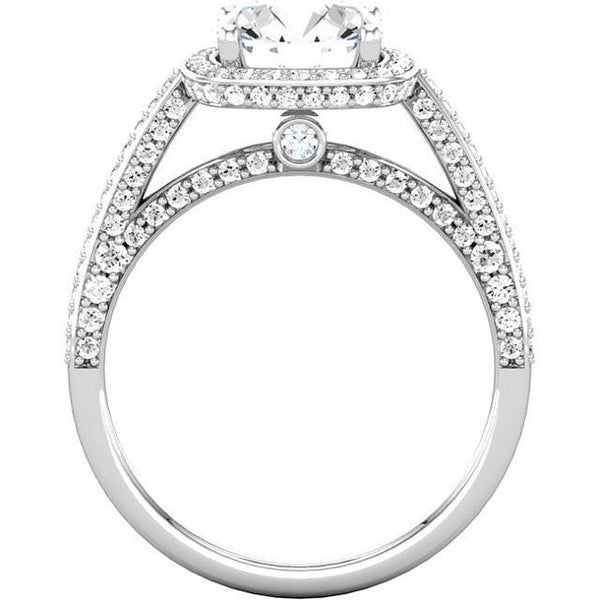 2.30 Carats Real Round Diamond Halo Engagement Ring White Gold 14K