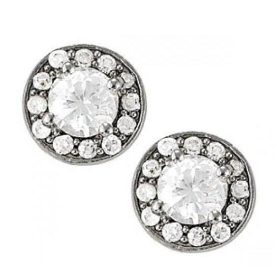 2.30 Carats Round Genuine Diamonds Halo Studs Earrings Pair White Gold 14K