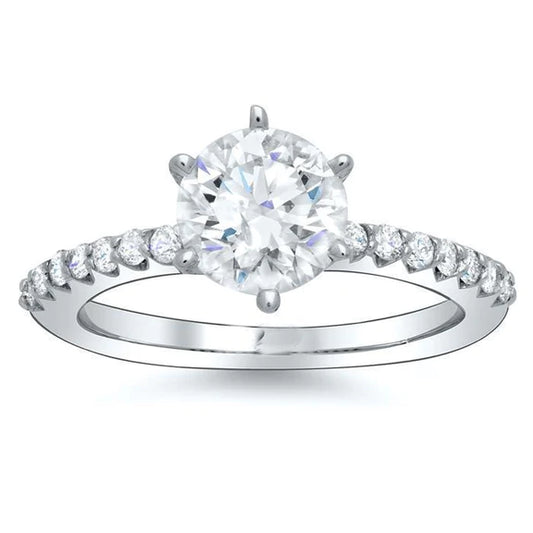 2.30 Carats Sparkling Genuine Diamond Engagement Ring White Gold 14K