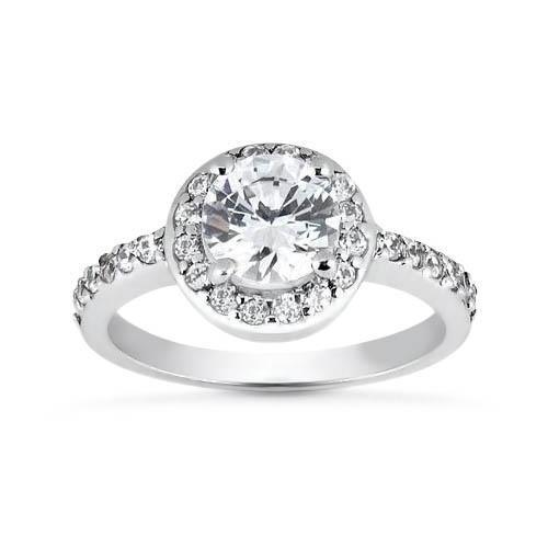 2.30 Ct Solitaire With Accents Halo Ring Round Real Diamonds