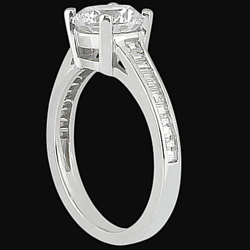 Round Wedding Ring With Baguette Natural Diamonds White Gold