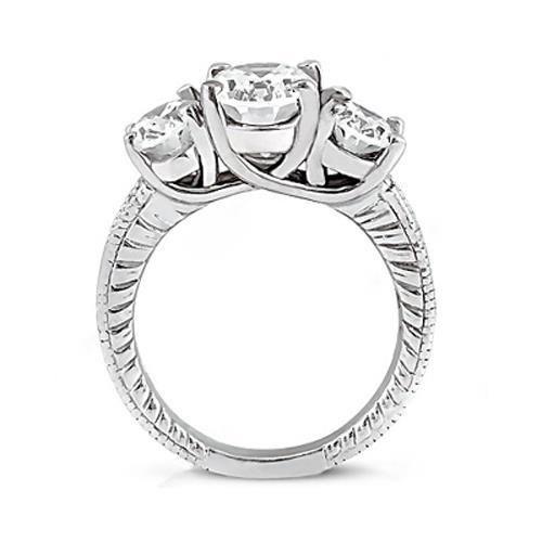 2.31 Carat Three Stone Wedding Natural Diamond Ring 