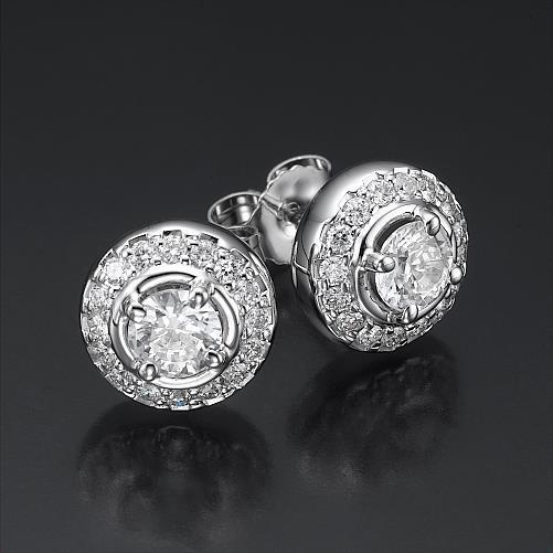 2.32 Carats Gorgeous Round Cut Real Diamonds Lady Studs Halo Earrings