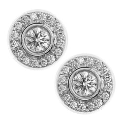 2.32 Ct Genuine Diamond Halo Women Stud Earrings White Gold 14K