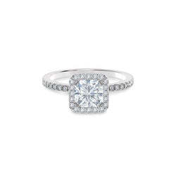 2.32 Ct Princess & Round Cut Real Diamond Engagement Ring Halo White Gold 14K