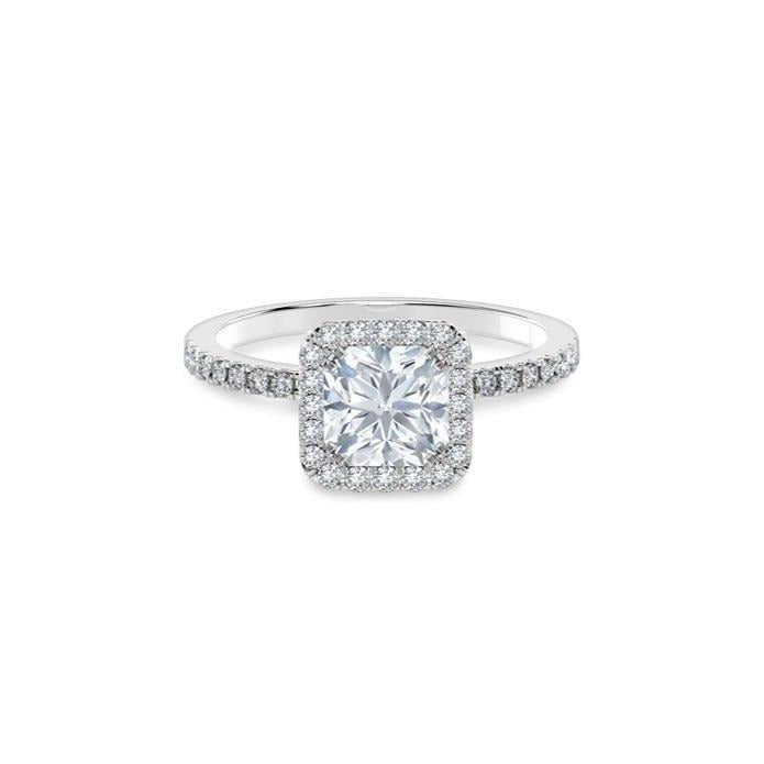 2.32 Ct Princess & Round Cut Real Diamond Engagement Ring Halo White Gold 14K - Halo Ring-harrychadent.ca