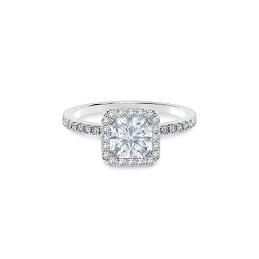 2.32 Ct Princess & Round Cut Real Diamond Engagement Ring Halo White Gold 14K - Halo Ring-harrychadent.ca