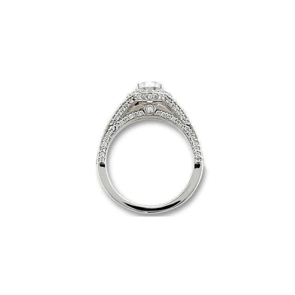 2.35 Carats Oval Halo Anniversary Ring Split Shank Natural White Gold 