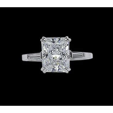 2.35 Ct. Genuine Diamonds Three Stone Royal Engagement Ring Gold