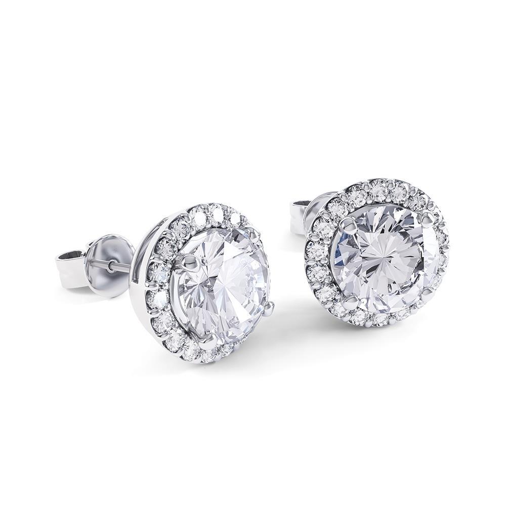 2.36 Ct Brilliant Cut Genuine Diamonds Women Studs Earrings Halo