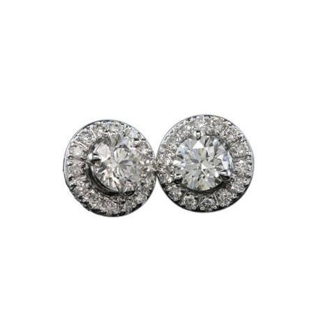 2.3 Cts. Real Diamond Stud Earrings Round Diamond Studs Halo
