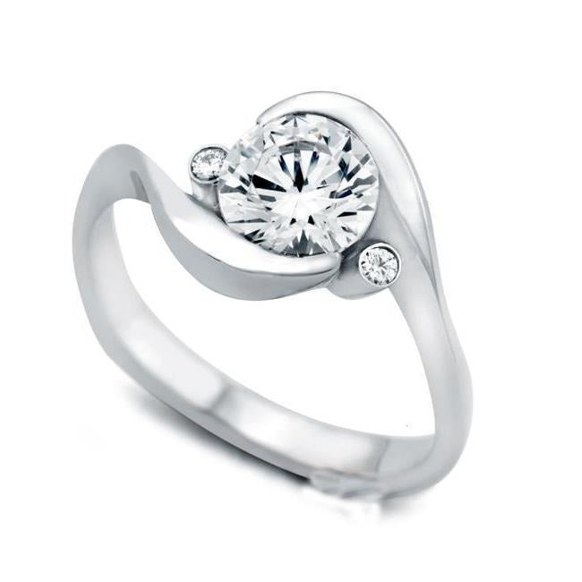 2.40 Carats 3 Stone Style Real Diamond Engagement Ring White Gold 14K - Three Stone Ring-harrychadent.ca