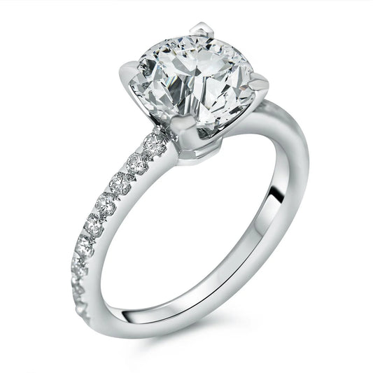 2.40 Carats Real Diamond Wedding Ring White Gold With Accents