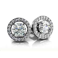 2.40 Carats Real Sparkling Diamond Women Stud Earring White Gold 14K