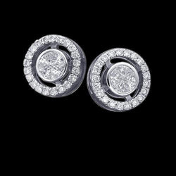 2.40 Carats Round Halo Natural Diamond Studs Earring Pair White Gold
