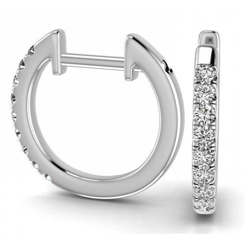 2.40 Carats Round Prong Set Genuine Diamonds Ladies Hoop Earrings Gold 14K