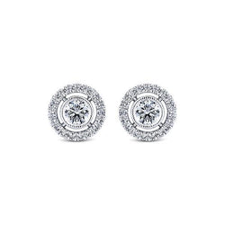 2.40 Carats Women Studs Earring Round Cut Genuine Diamonds Halo