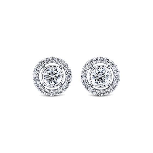 2.40 Carats Women Studs Earring Round Cut Genuine Diamonds Halo