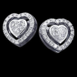 2.40 Ct. Heart Cut Real Diamond Stud Halo Earring White Gold