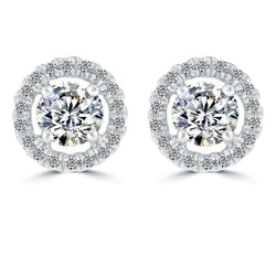 2.40 Ct. Round Halo Real Diamond Earring White Gold Sparkling Gold Jewelry