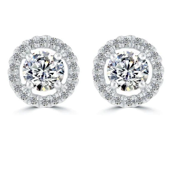 2.40 Ct. Round Halo Real Diamond Earring White Gold Sparkling Gold Jewelry