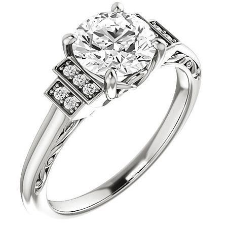 2.40 Ct Gorgeous Natural Diamonds Wedding Ring With Accent White Gold