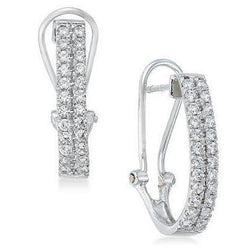 2.40 Ct Round Cut Sparkling Natural Earth Mined Diamond Hoop Earring 14K White Gold