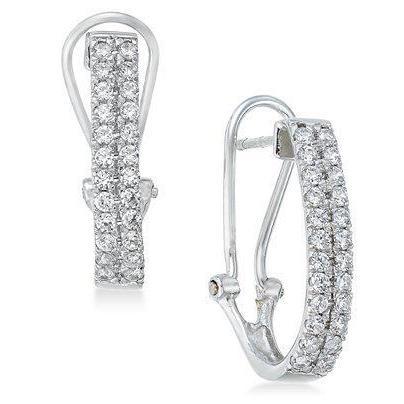 2.40 Ct Round Cut Sparkling Natural Diamond Hoop Earring 14K White Gold