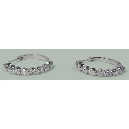 2.40 Ct Round Natural Diamond Women Hoop Earring 14K White Gold