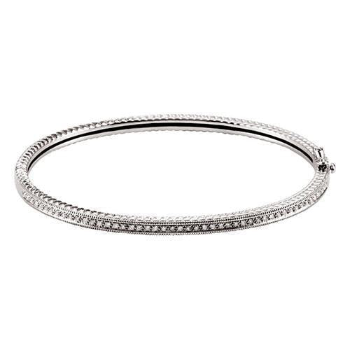 2.40 Ct Round Pave Set Natural Diamond Bangle 14K White Gold