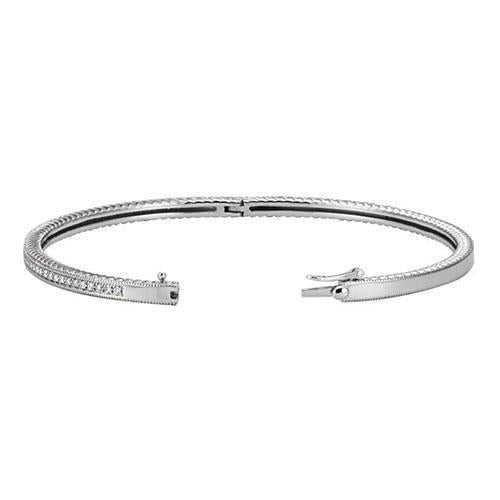 2.40 Ct Round Pave Set Natural Diamond Bangle 14K White Gold