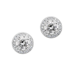 2.40 Ct Sparkling Round Cut Real Halo Diamonds Stud Earrings New