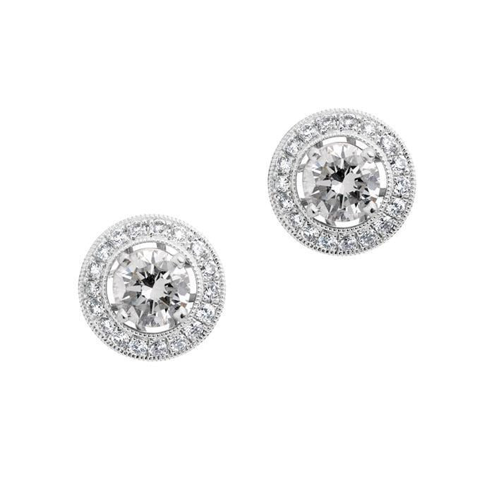 2.40 Ct Sparkling Round Cut Real Halo Diamonds Stud Earrings New - Halo Stud Earrings-harrychadent.ca