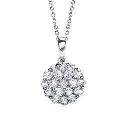 2.45 Carats Brilliant Cut Real Diamonds Pendant Necklace 14K White Gold