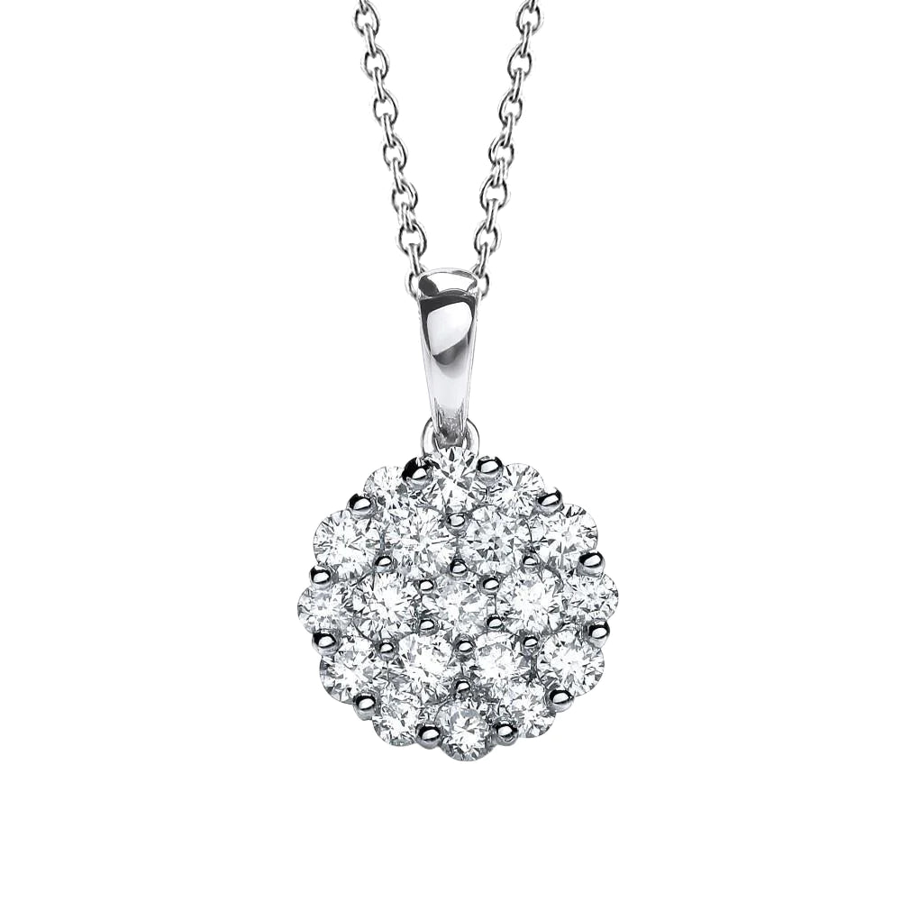 2.45 Carats Brilliant Cut Real Diamonds Pendant Necklace 14K White Gold