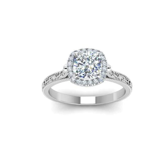 2.45 Carats Genuine Diamond Antique Style Halo Ring
