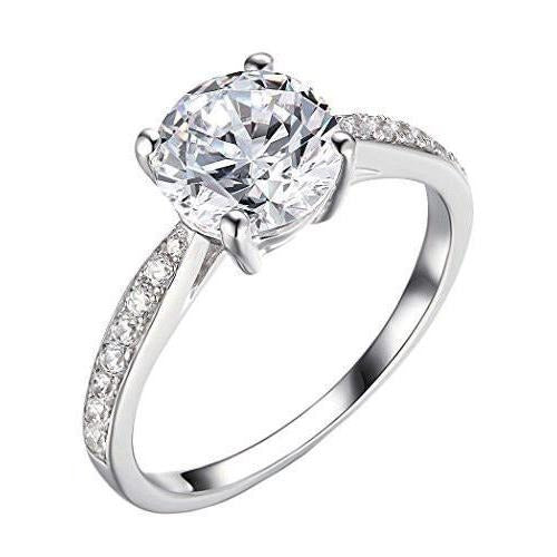 2.45 Carats Real Diamond Engagement Ring Women White Gold Jewelry New