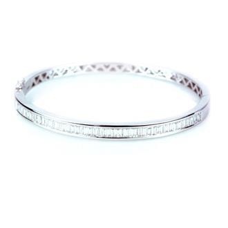 2.45 Ct Baguette Natural Diamond Ladies Bangle White Gold