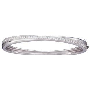 2.45 Ct Round Cut Genuine Diamond Bangle 14K White Gold