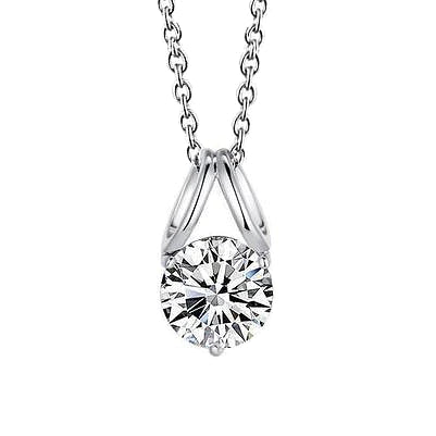 2.50 Carat Big Round Cut Real Diamond Pendant Necklace White Gold 14K